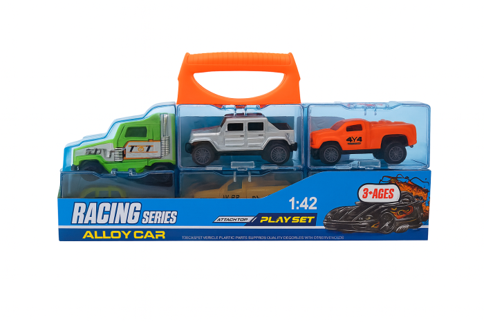 Set Camion Transportor cu Masinute – Racing Series Alloy Car, 1:42, pentru copii 3+ [1]