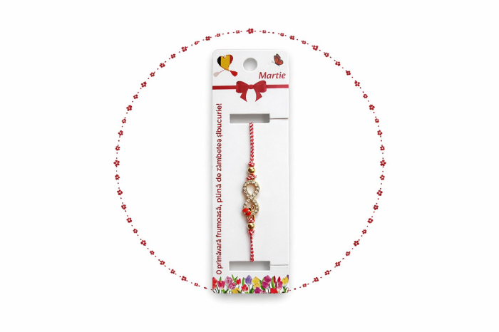 Set 12 Martisoare Bratari Infinit cu Buburuza Auriu Strasuri Reglabile [4]