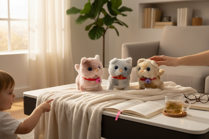 Set 3 Pisicute Interactiv – Plus Moale, Sunete si Mers, 19x12 cm, Modele Asortate [3]