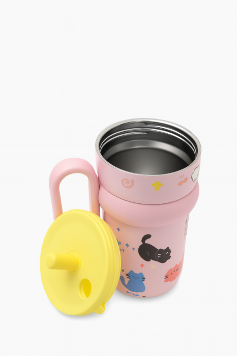 Cana Cu Pai 540ml pentru Copii cu Maner si Design Pisicute [3]