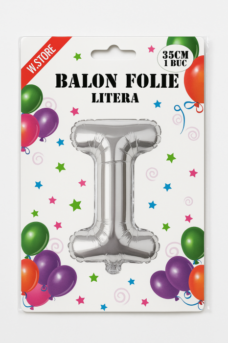 Balon folie litera I argintiu 35 cm, decor aniversari si petreceri, 1 buc [2]