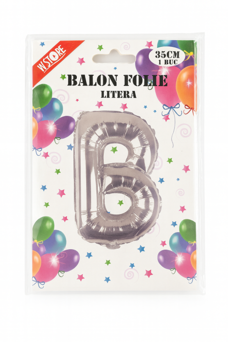 Balon folie litera B argintiu 35 cm, decor pentru petreceri si aniversari, 1 buc [2]