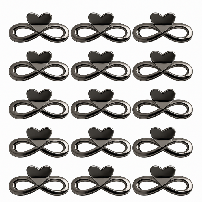 Set 12 clame par 13CM model inima infinity, prindere puternica, culoare negru lucios [1]