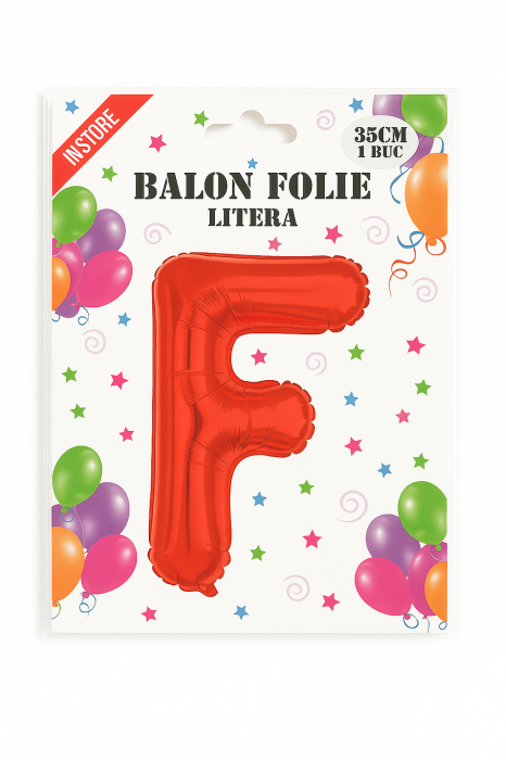 Balon folie litera F rosu, 35 cm, decor aniversar si petreceri, 1 buc [2]