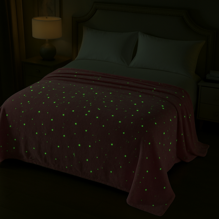 Patura Cocolino Fosforescenta Roz 200x230 cm, 1 KG – Model Stelute Glow [2]