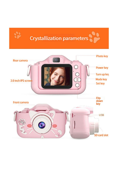 Camera foto digitala pentru copii 4800 MP, 8x zoom, model pisicuta roz, 13x12cm [4]