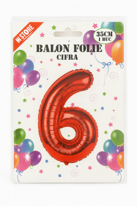 Balon folie cifra 6 rosu, 35 cm, pentru aniversari si petreceri, 1 buc [2]