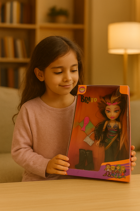 Papusa Brato Fashion cu rochie eleganta, par foarte lung si accesorii, 29.5x22.5 cm, jucarie fete 3+ ani [2]