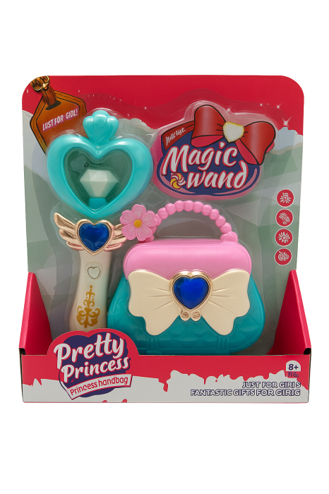 Set Pretty Princess cu bagheta magica inima si gentuta turcoaz-roz, jucarie pentru fetite 3+ ani, 25x21.5cm [1]