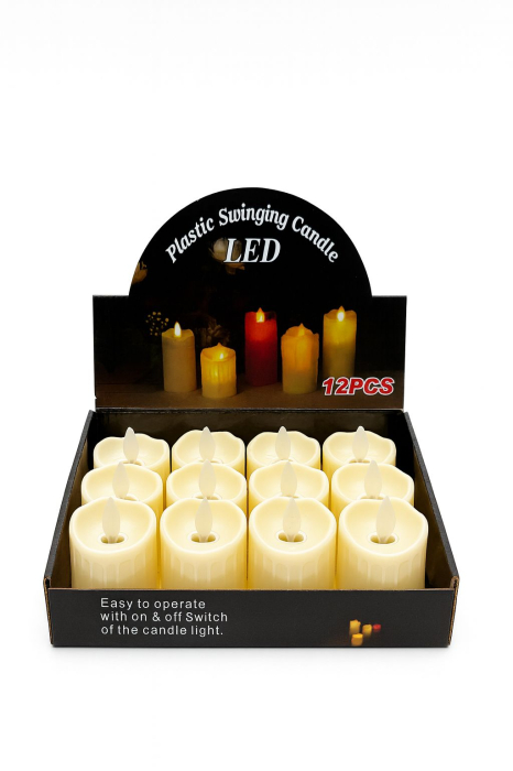 Lumanare decorativa LED tip stalp, flacara oscilanta, 7cm, baterii incluse [2]