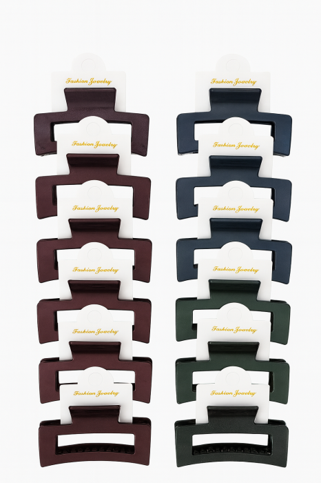 Set 12 clame par 9CM, culori inchise mix, prindere puternica, accesorii coafura [1]