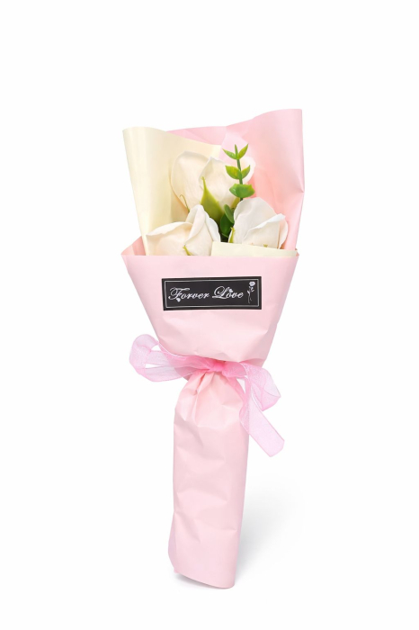 Buchet 3 trandafiri de sapun parfumati, decorativi, 30 cm [4]