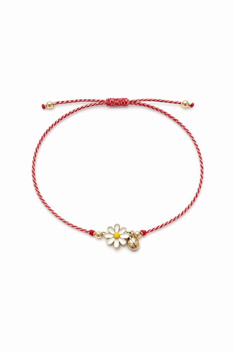 Set 12 bratari martisor cu simbol margareta si snur rosu alb, ambalate individual [2]