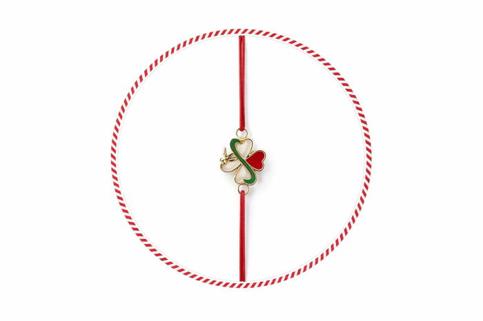 Set 24 bratari martisor cu snur rosu elastic, trifoi norocos cu inimioare [2]