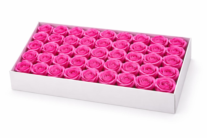 Set 50 Trandafiri de Sapun Parfumati in Cutie Eleganta Cadou 44x23 cm Roz Intens [2]