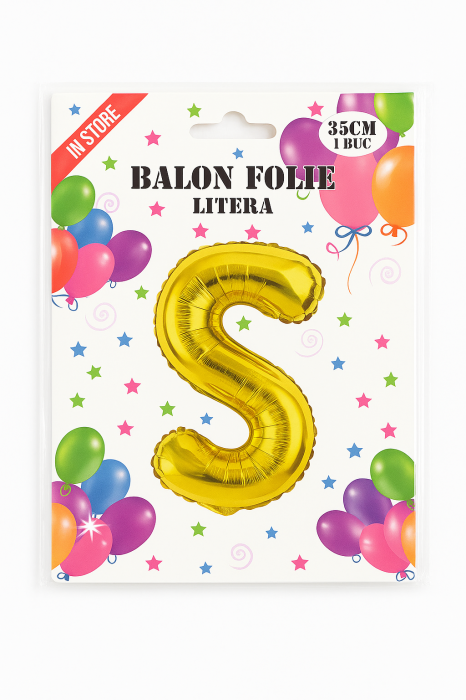 Balon folie litera S auriu, 35 cm, decor aniversar si petreceri, 1 buc [2]