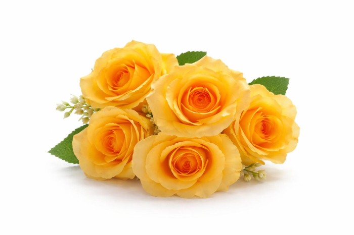 Buchet 7 trandafiri artificiali galben intens, frunze si boboci decorativi 30cm [3]