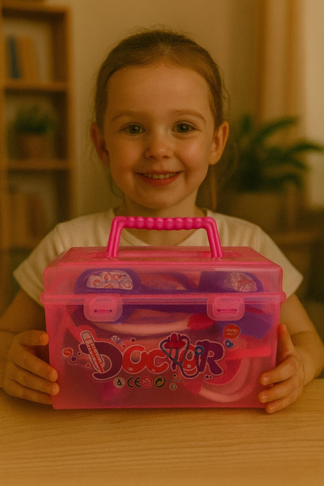 SET DOCTOR JUCARIE CU ACCESORII IN CUTIE ROZ, 18x10.5x11cm [2]