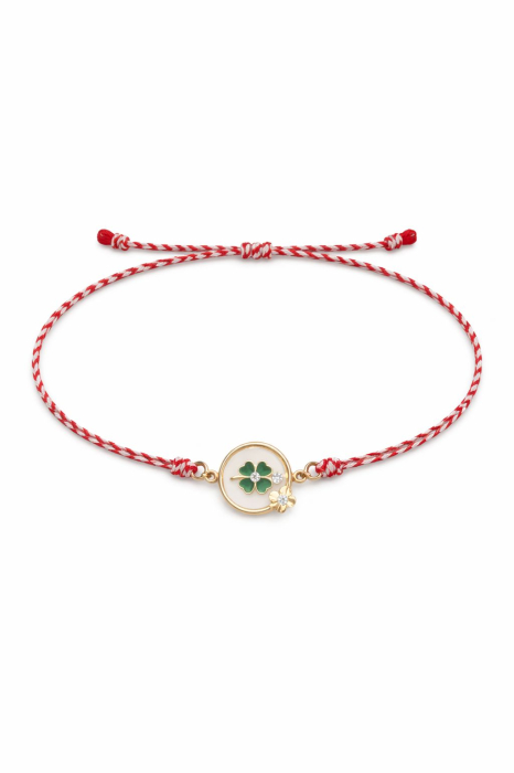 Set 12 bratari martisor cu trifoi norocos si snur rosu alb, ambalate individual [2]