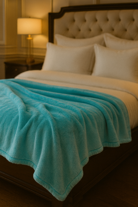 Patura Cocolino albastru turcoaz 200x230 cm, pufoasa, groasa, 1 kg [1]