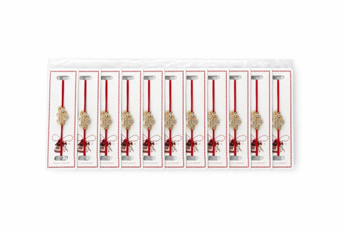Set 24 bratari martisor cu snur rosu elastic, elefant auriu cu strasuri [3]