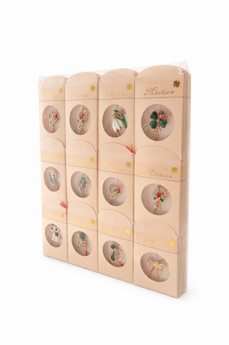Set 24 Brose Martisor Metalice cu Snur Traditional, Ambalate Individual, Cadou 1 Martie 11x6 cm [2]