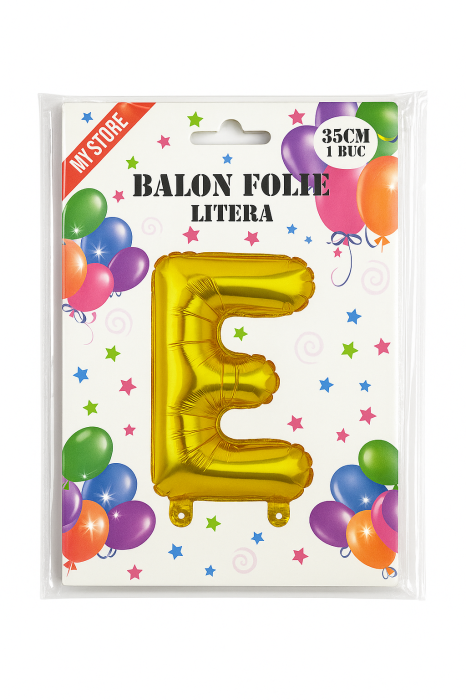 Balon folie litera E auriu 35 cm, decor aniversari si petreceri, 1 buc [2]