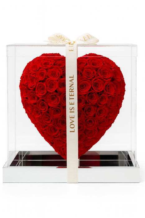 Cutie Premium cu 180 Trandafiri Criogenati Inima 3D 30x25x19 cm Love Eternal [1]