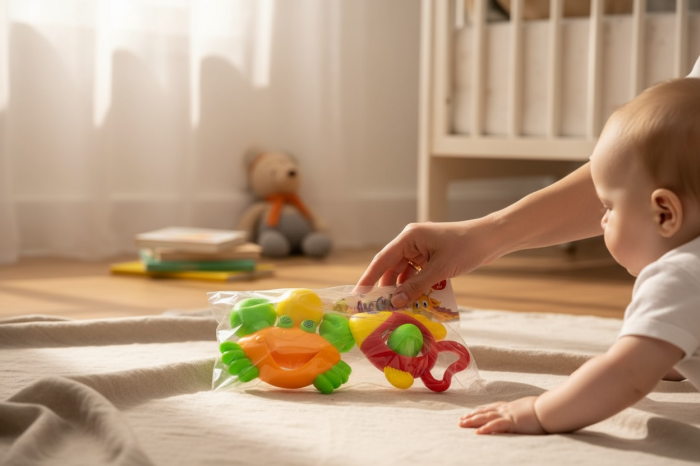 Set Zornaitoare Colorate pentru Bebelusi, 2 Bucati, 24x22 cm, Jucarii pentru Dentitie si Dezvoltare, 3+ luni [3]