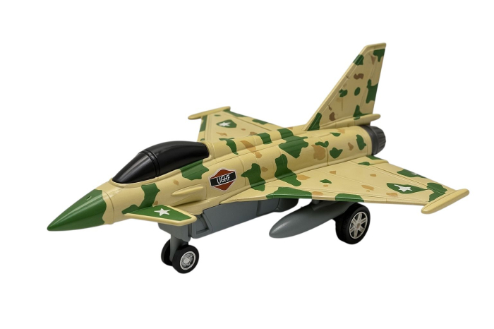 Avion militar de metal camuflaj cu efect de aburi – model metalic pentru copii 3+ [1]
