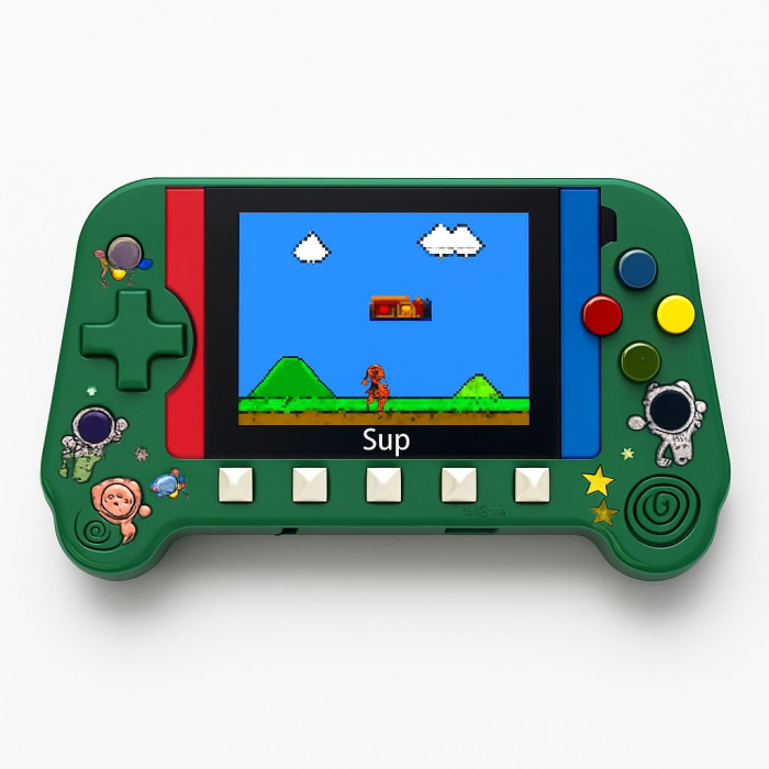 Consola retro portabila F3 cu 500 jocuri clasice, ecran 3.5 inch, verde, 17x12x4cm [3]