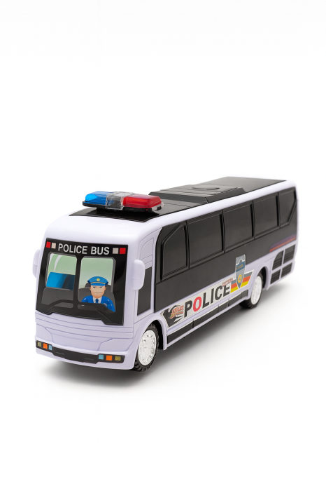 Autobuz Politie Jucarie 26x11 cm cu Lumini, Sunete si Miscare – Vehicul Interactiv pe Baterii [2]