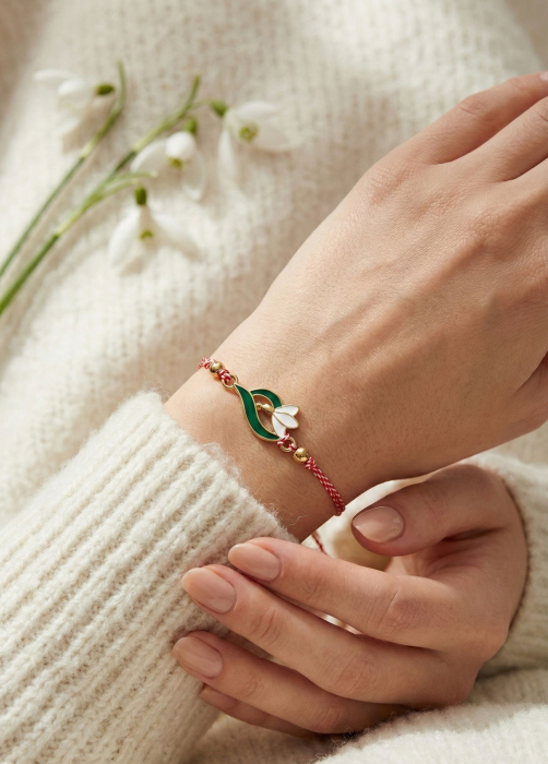 Set 12 Martisoare Bratari Ghiocel Auriu Simbol Primavara Noroc [3]