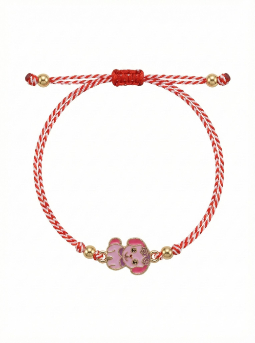 Set 12 bratari martisor cu catelus dragut pe snur rosu, simbol prietenie si noroc, 20x11cm [2]