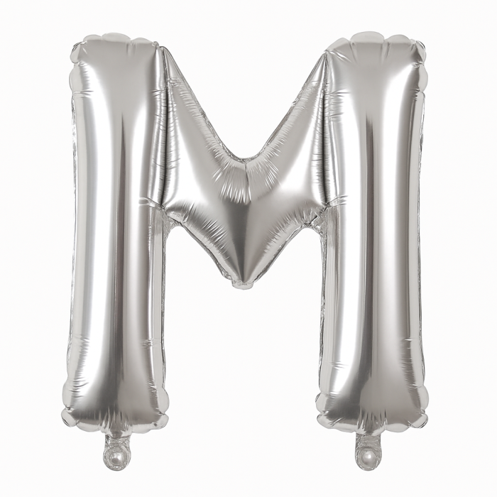 Balon folie litera M argintiu, 35 cm, decor aniversari si petreceri, 1 buc [1]