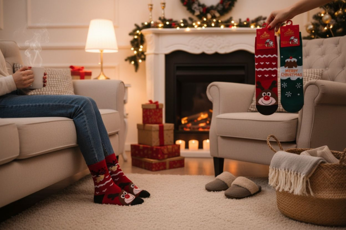 Sosete dama modele Craciun – modele combinate [3]