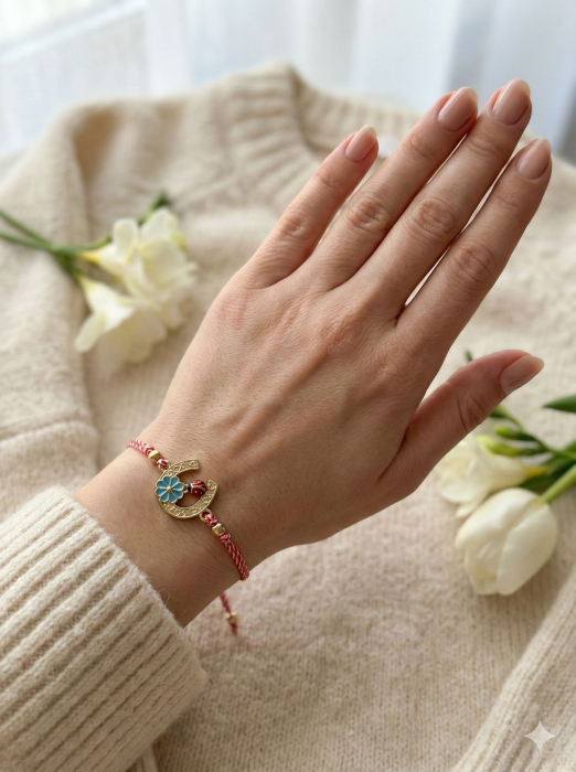 Set 12 Bratari Martisor Potcoava Aurie cu Trifoi si  Buburuza Norocoasa, snur reglabil [3]