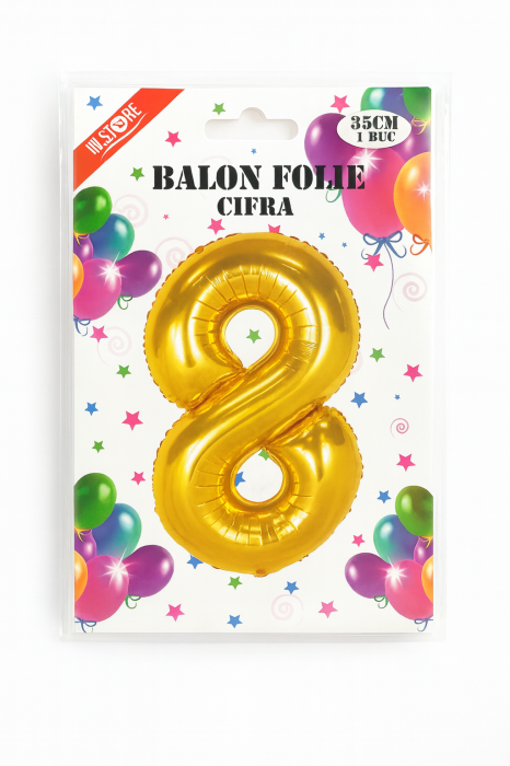 Balon folie cifra 8 auriu, 35 cm, pentru aniversari si petreceri, 1 buc [2]