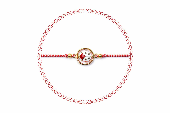 Set 12 bratari martisor cu buburuza rotunda, snur rosu alb, ambalate individual [4]