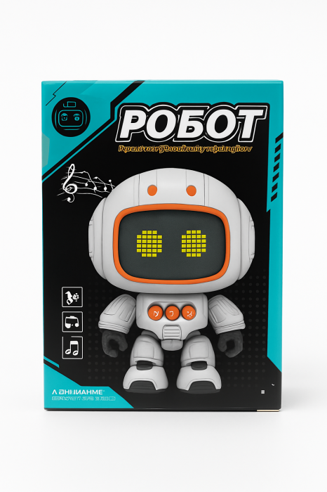 Robot Interactiv Alb 14.5x10 cm cu Lumini, Sunete si Ecran LED – Jucarie Inteligenta pentru Copii 3+ [2]