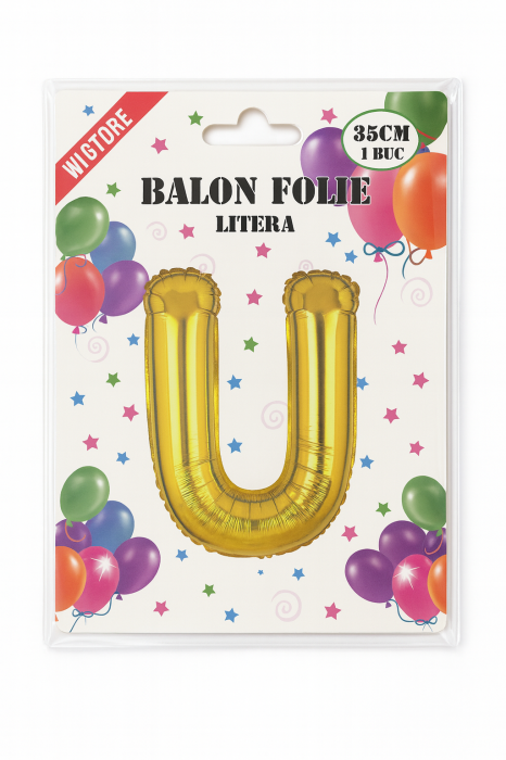 Balon folie litera U auriu, 35 cm, pentru aniversari si decor, 1 buc [2]