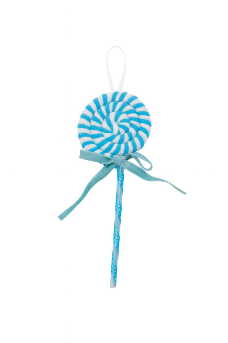 Set 12 decoratiuni acadea albastra pentru brad, 23 cm, model candy Craciun [1]