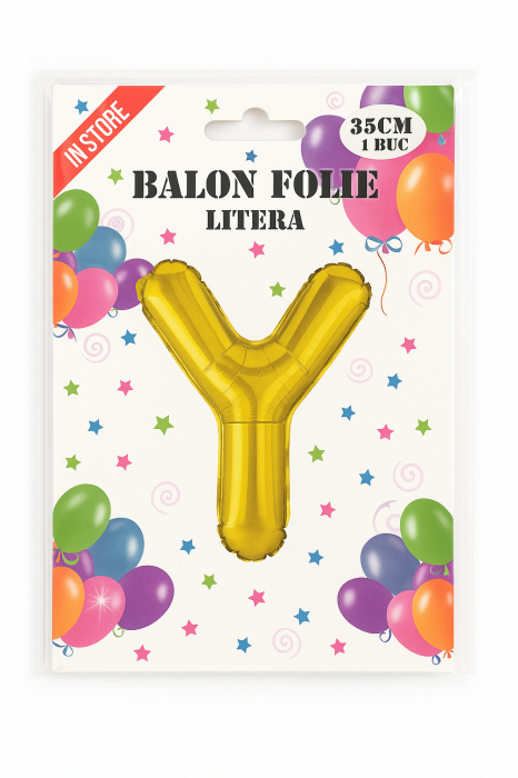 Balon folie litera Y auriu, 35 cm, decor aniversari si petreceri, 1 buc [2]