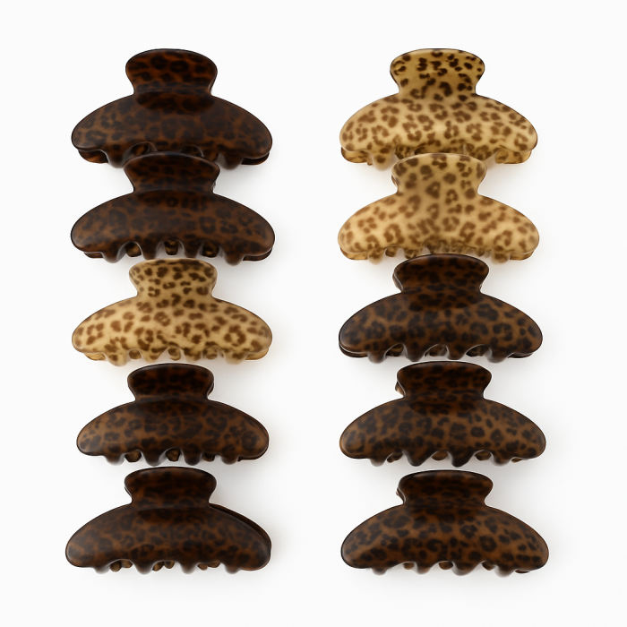 Set 12 Cleme Par 10cm Animal Print Leopard – Accesorii Rezistente si Moderne [2]