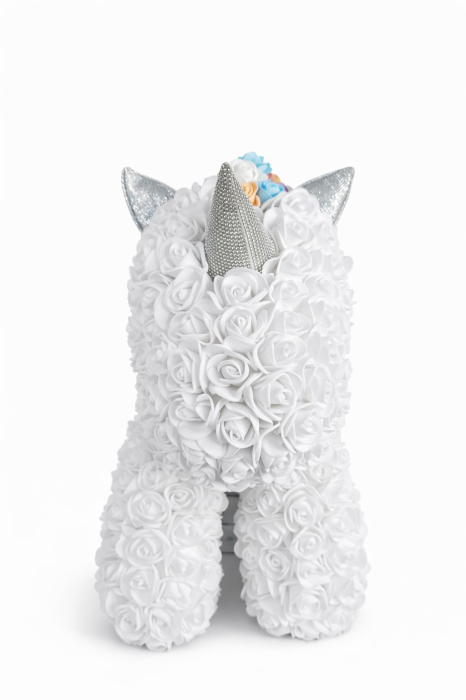 Figurina decorativa din trandafiri din spuma alba, cadou floral premium [3]