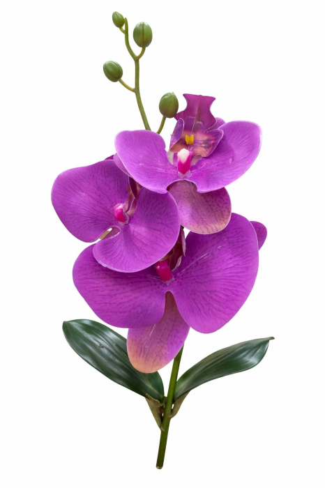 Orhidee artificiala mov delicat cu 3 flori si boboci, frunze decorative 37 cm [2]