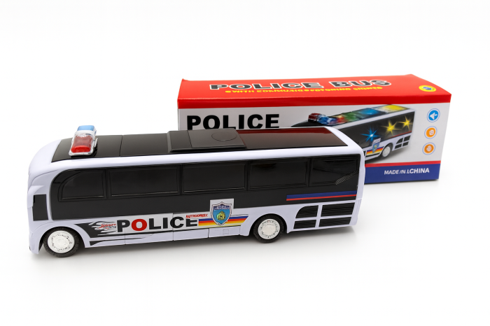 Autobuz Politie Jucarie 26x11 cm cu Lumini, Sunete si Miscare – Vehicul Interactiv pe Baterii [1]