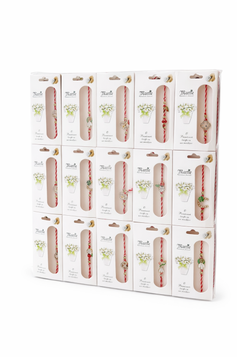 Set 30 Martisoare cu Snur Traditional si Charm Metalic, 1 Martie 11x6 cm [2]