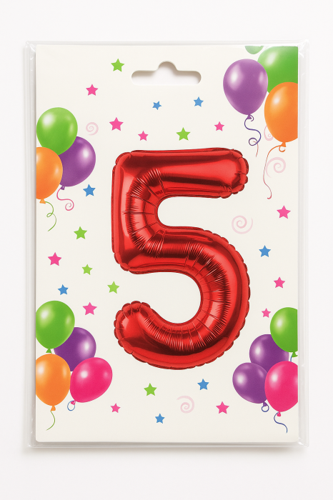 Balon folie cifra 5 rosu, 35 cm, pentru aniversari si petreceri, 1 buc [2]