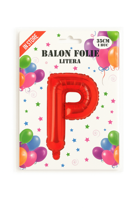 Balon folie litera P rosu, 35 cm, decor aniversar si petreceri, 1 buc [2]
